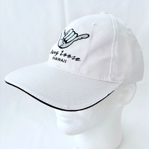 Hang Loose Hawaii Embroidered White Adjustable Strapback Baseball Cap Hat - Picture 2 of 8